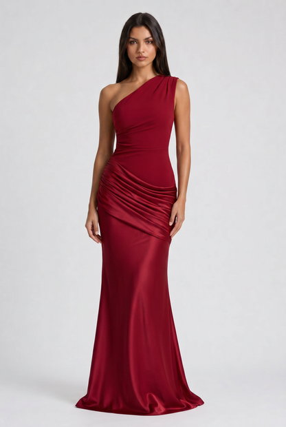 Abbey One Shoulder Draped Maxi Dress