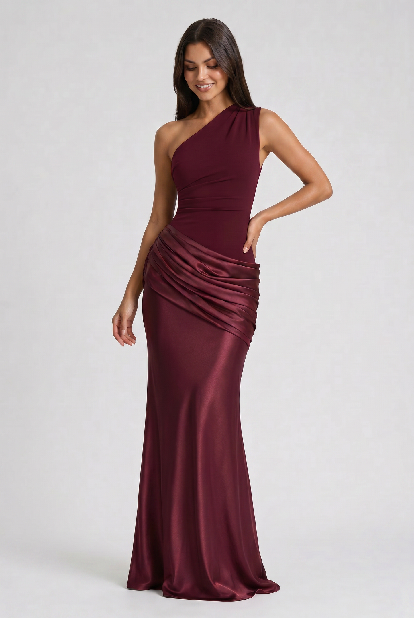 Abbey One Shoulder Draped Maxi Dress
