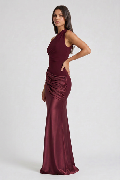Abbey One Shoulder Draped Maxi Dress