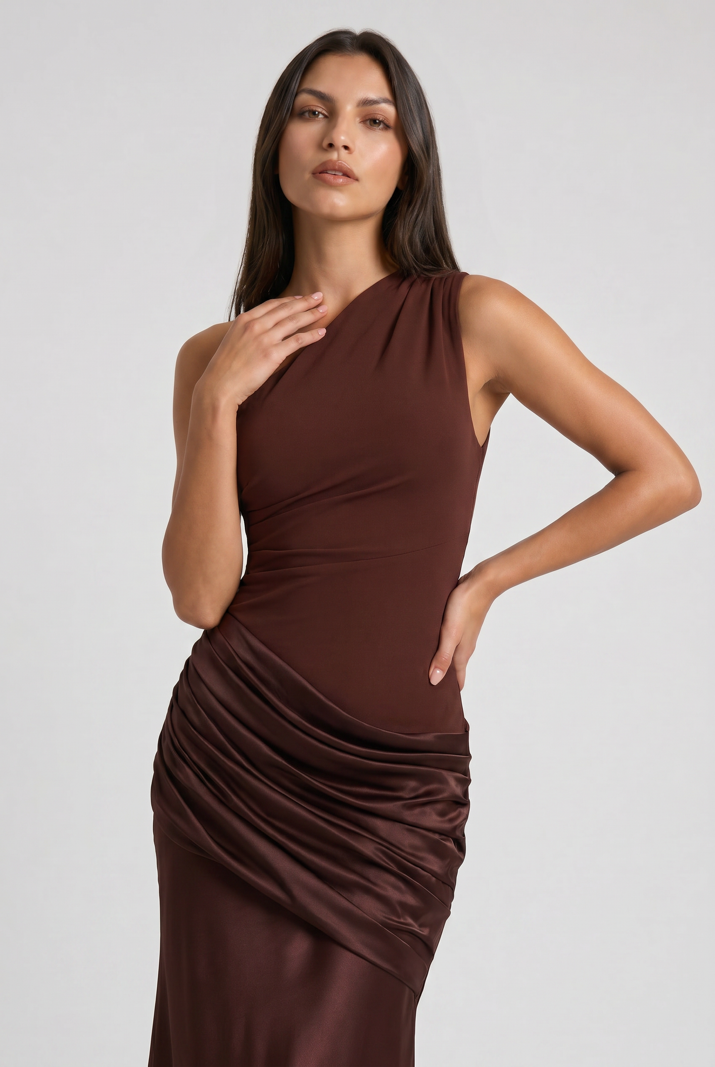 Abbey One Shoulder Draped Maxi Dress