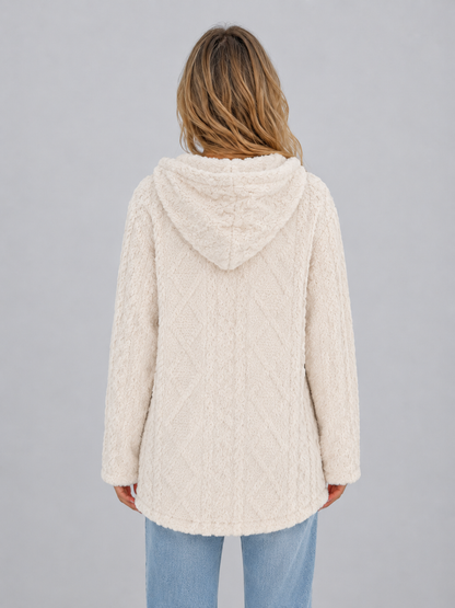 Ada | Cárdigan de forro polar tipo teddy con capucha y botones