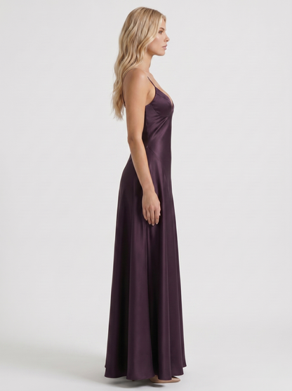 Adelaide V Neck Satin Maxi Dress