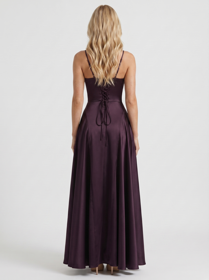 Adelaide V Neck Satin Maxi Dress