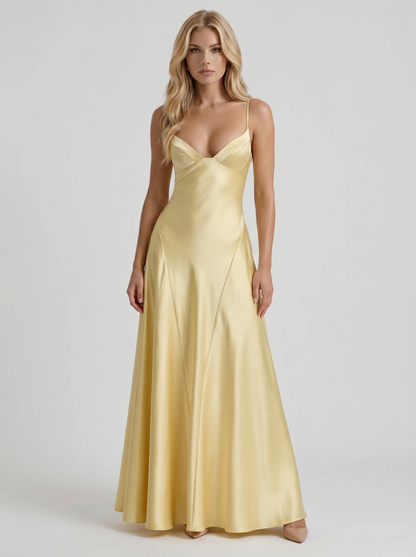 Adelaide V Neck Satin Maxi Dress