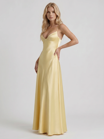 Adelaide V Neck Satin Maxi Dress