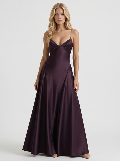 Adelaide V Neck Satin Maxi Dress