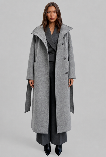 Adriana | Belted Longline Wool Coat