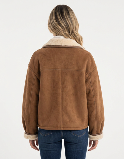 Amara | Faux Suede Sherpa Collar Jacket