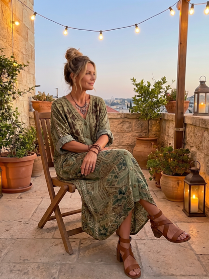 Amelia | Button Front Embroidered Oversized Pocket Midi Dress