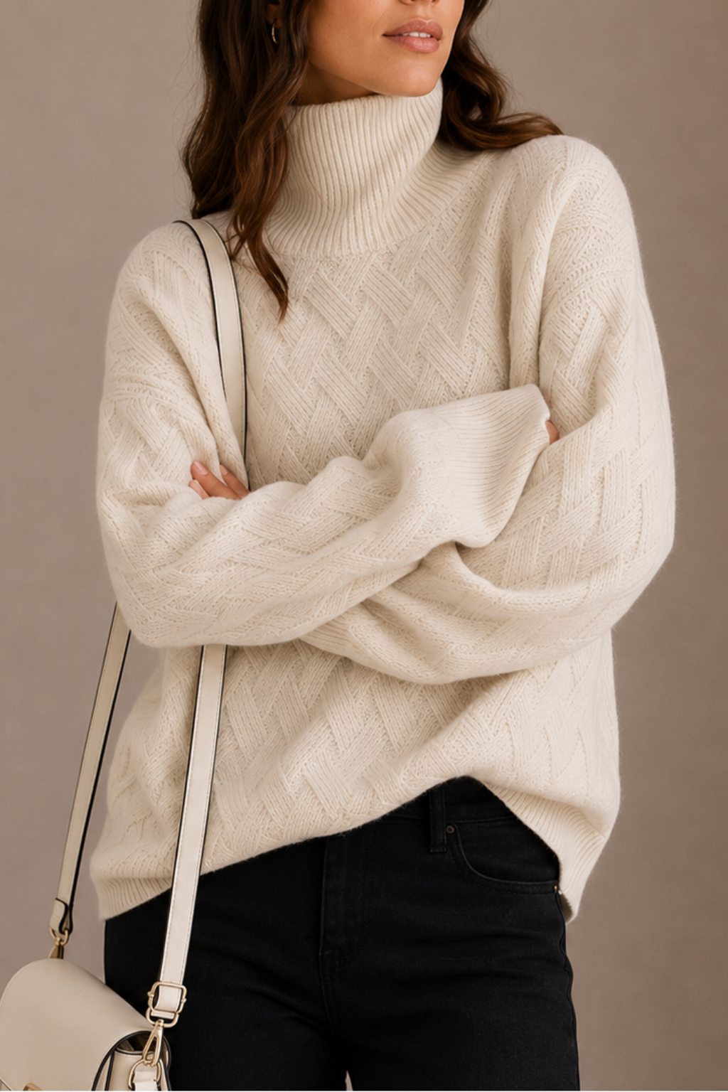 Amelia | Knit Textured Turtleneck Sweater