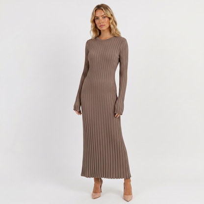 Amelia | Ribbed Knit Long Sleeve Maxi Dress