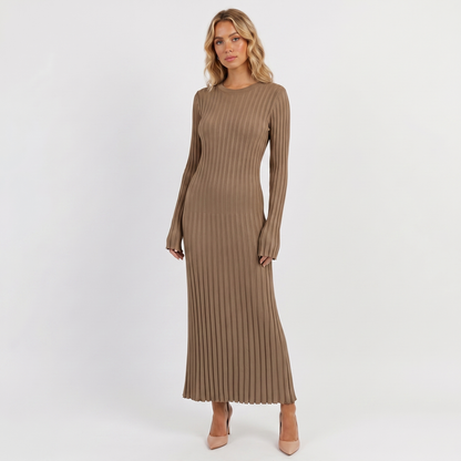 Amelia | Ribbed Knit Long Sleeve Maxi Dress