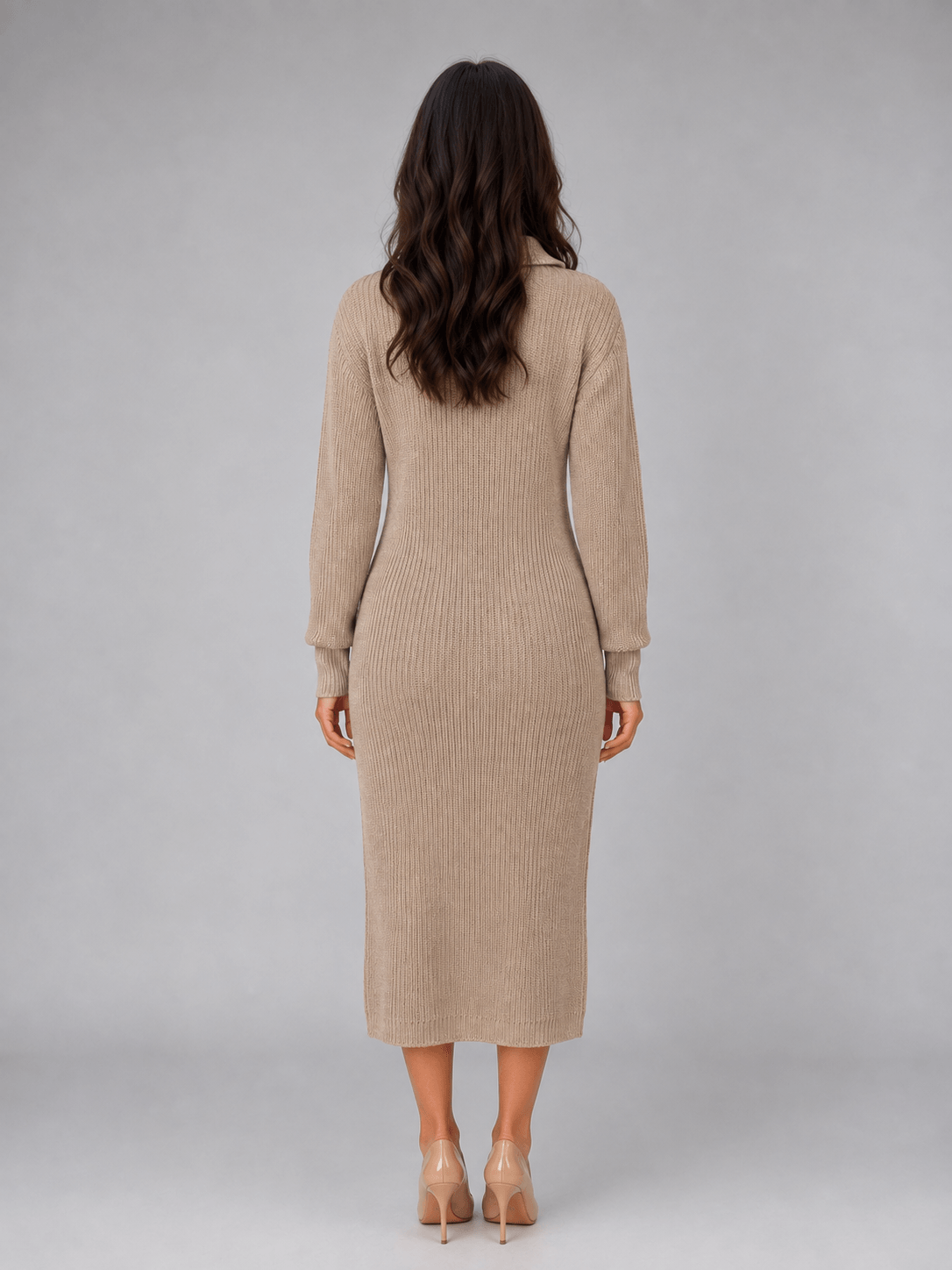 Amélie | Collared Button Knit Maxi Dress