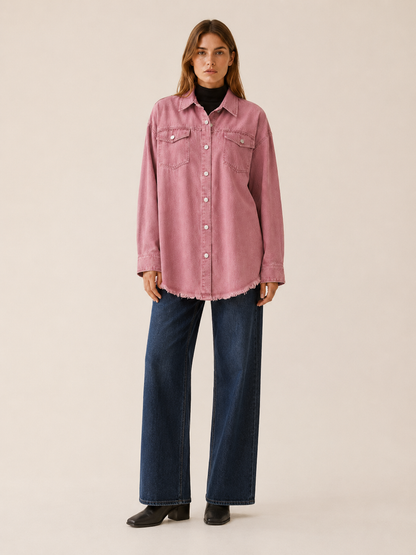 Mila | Oversized Button Up Denim Longline Jacket