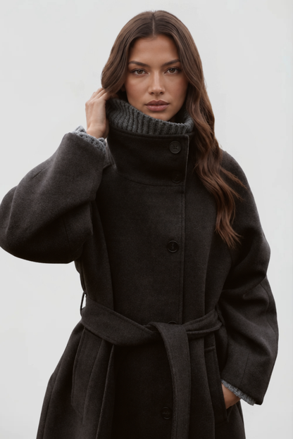 Audrey | Belted Tailored Longline Wool Coat