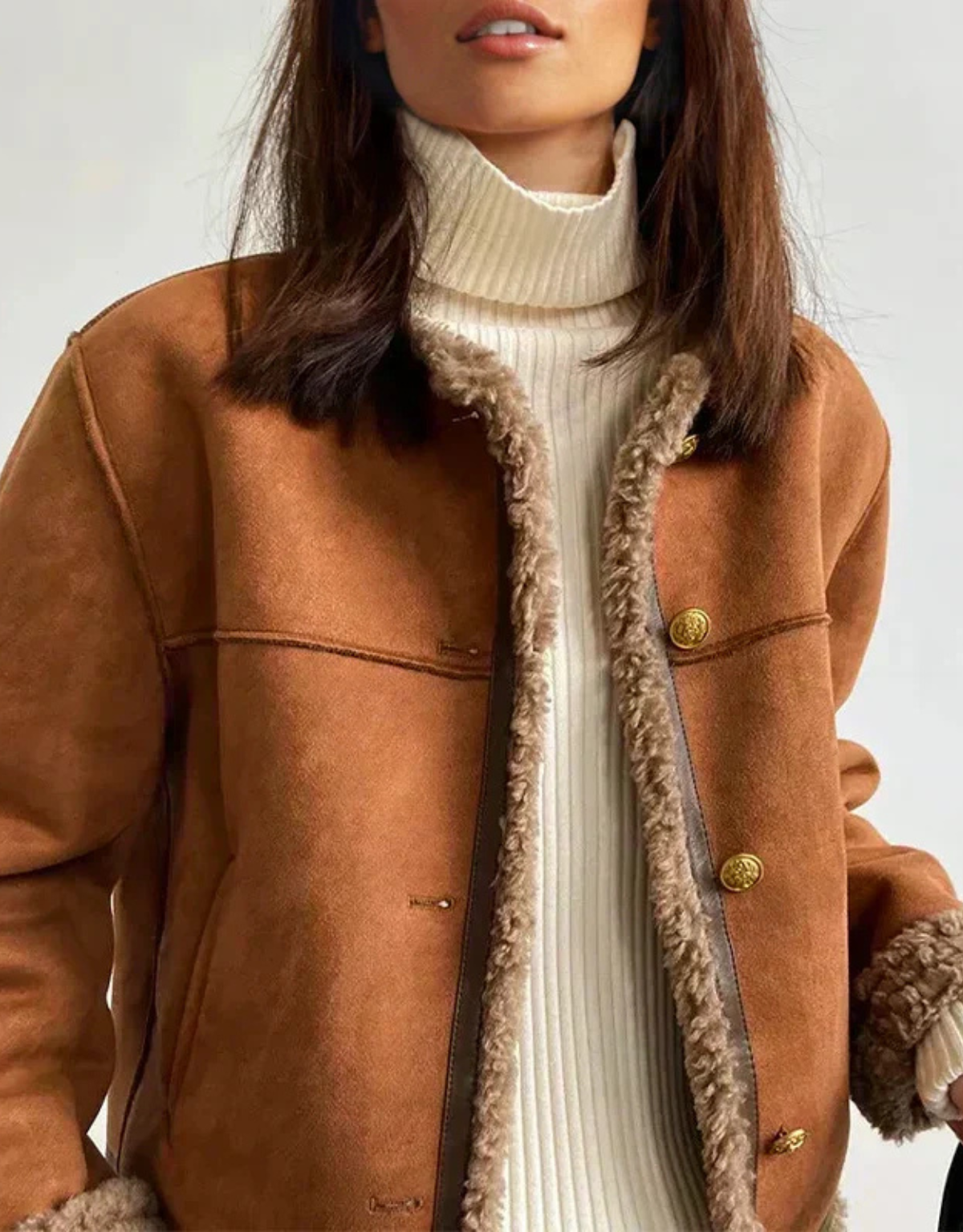 Aurelia | Shearling Trim Suede Jacket