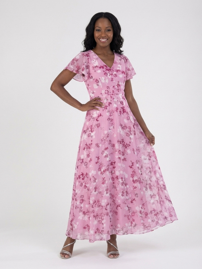 Ava | Floral Chiffon Maxi Dress