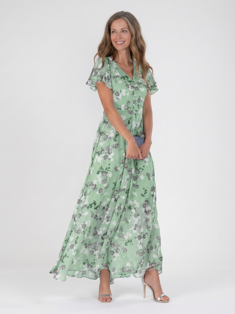 Ava | Floral Chiffon Maxi Dress