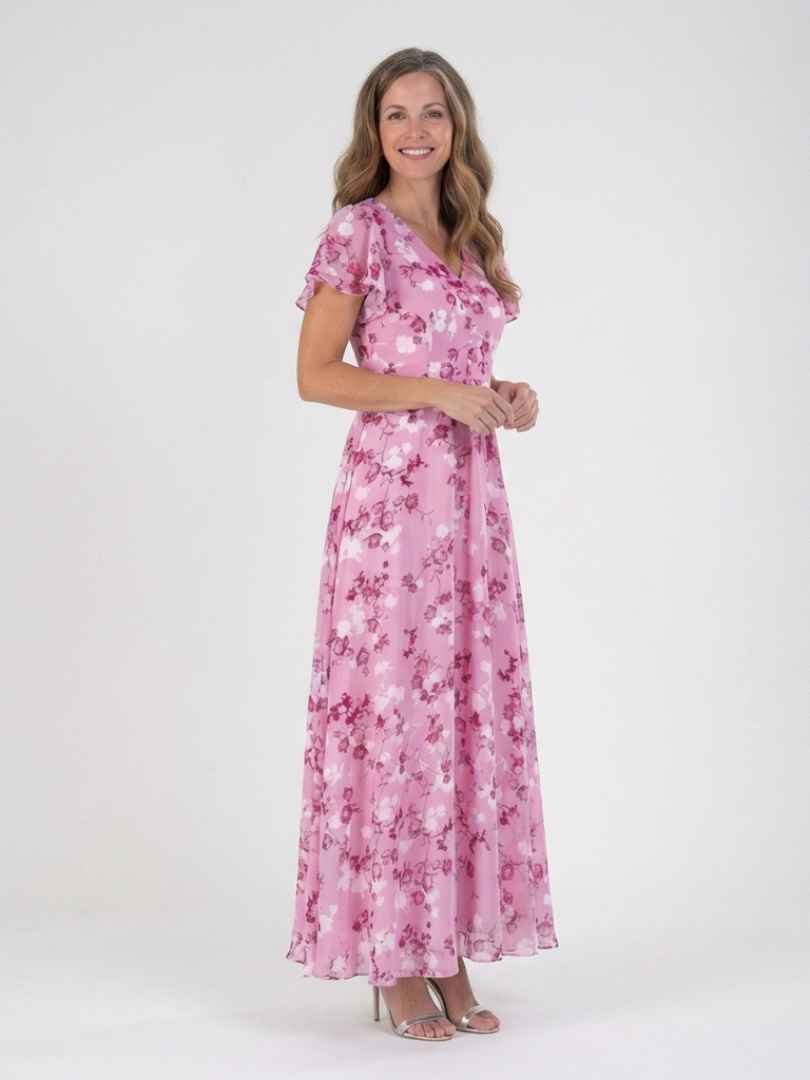 Ava | Floral Chiffon Maxi Dress