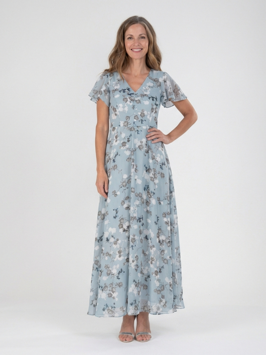 Ava | Floral Chiffon Maxi Dress