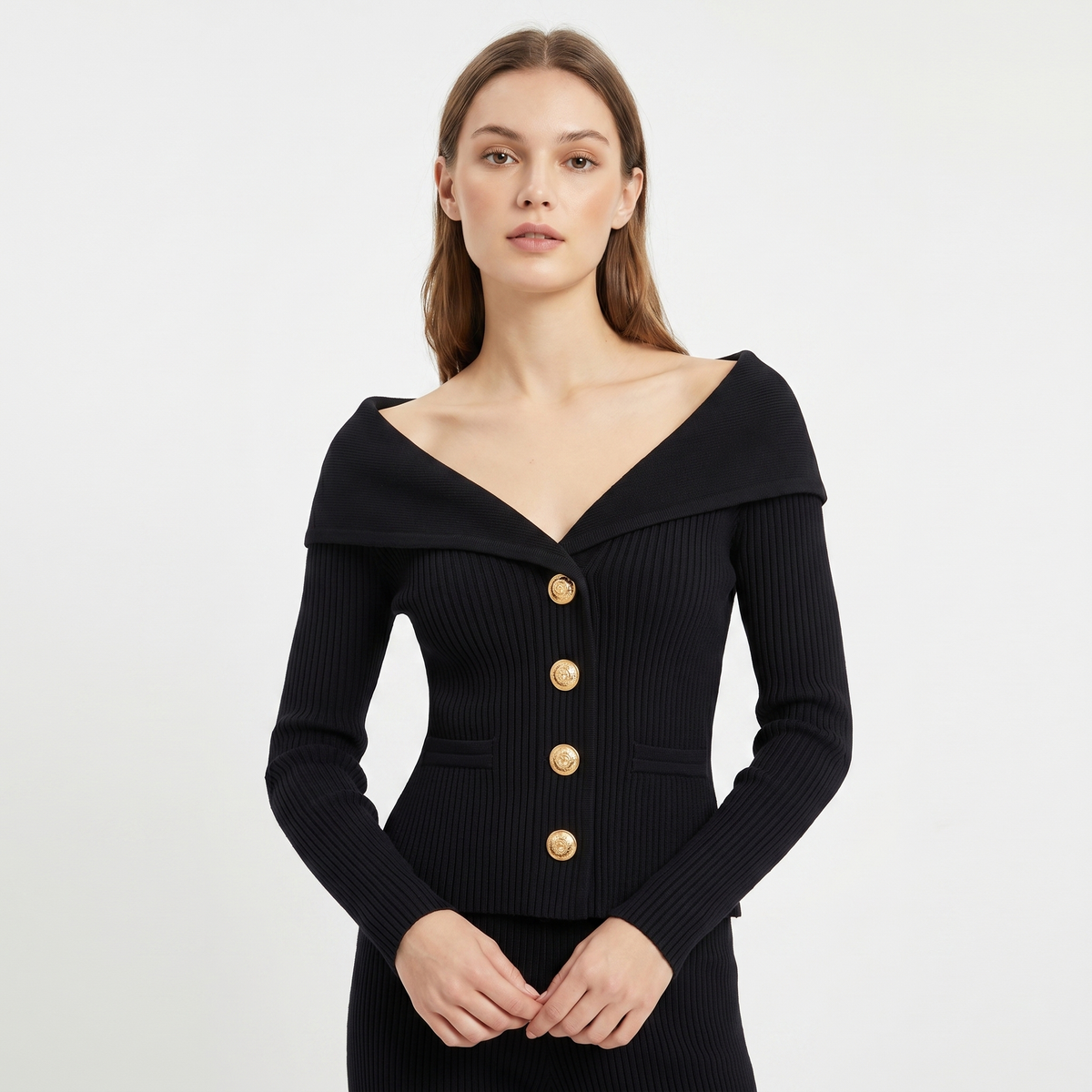 Bardot | Ribbed Knit Blazer Cardigan