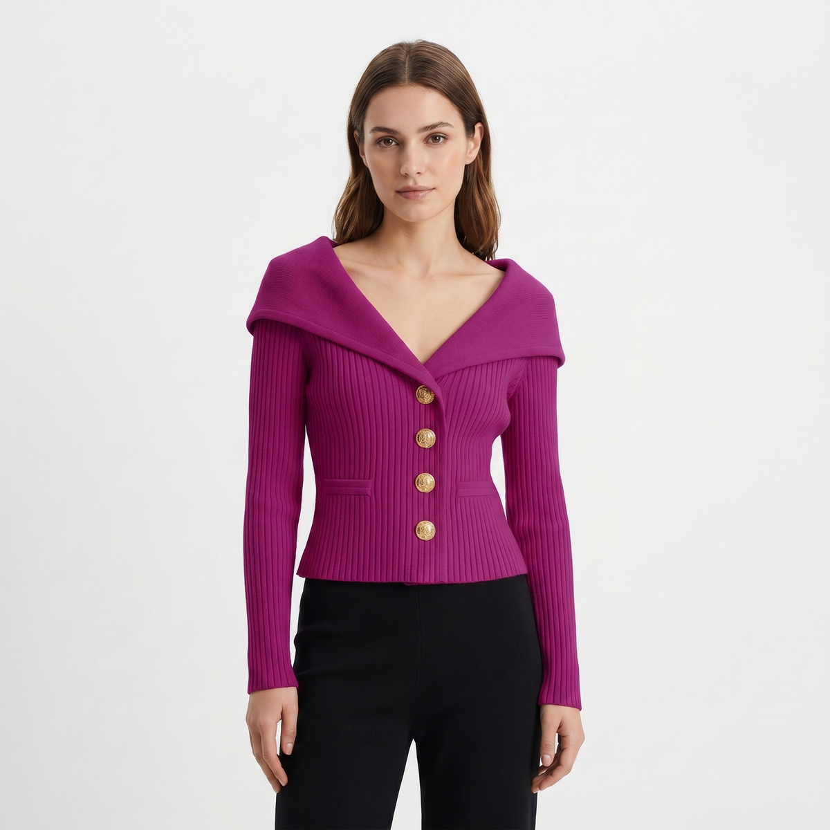 Bardot | Ribbed Knit Blazer Cardigan