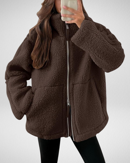 Bella | Oversized Teddy Fleece Zip Up Jacket
