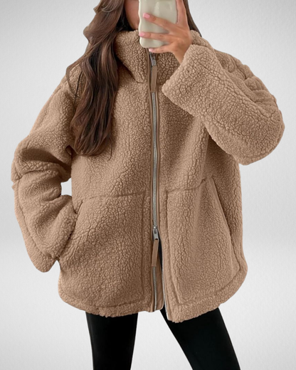 Bella | Oversized Teddy Fleece Zip Up Jacket
