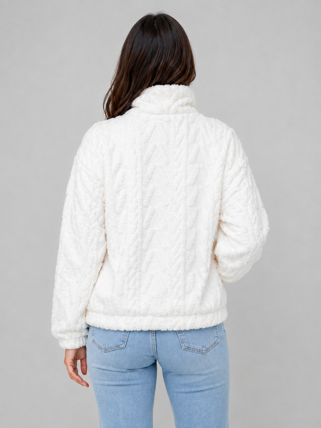 Bernice | Sudadera de felpa de cuello alto con media cremallera