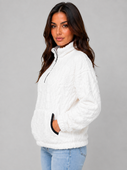 Bernice | Sudadera de felpa de cuello alto con media cremallera