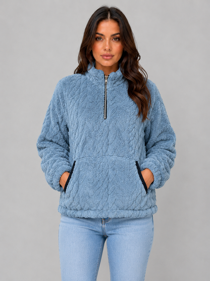 Bernice | Sudadera de felpa de cuello alto con media cremallera