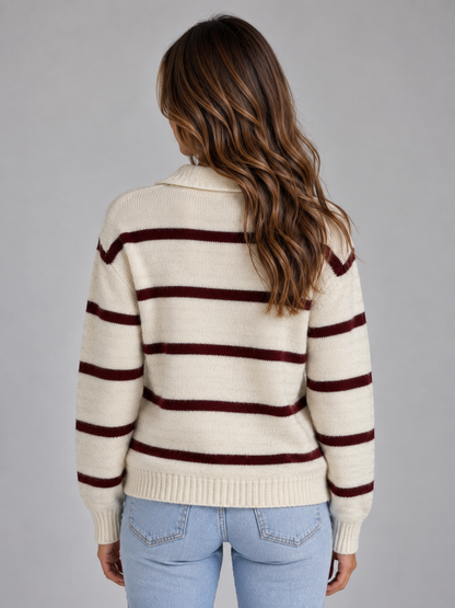 Brenda | Jersey de lana de alpaca a rayas con cuello