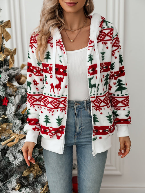 Bridget | Cárdigan navideño con capucha y cremallera