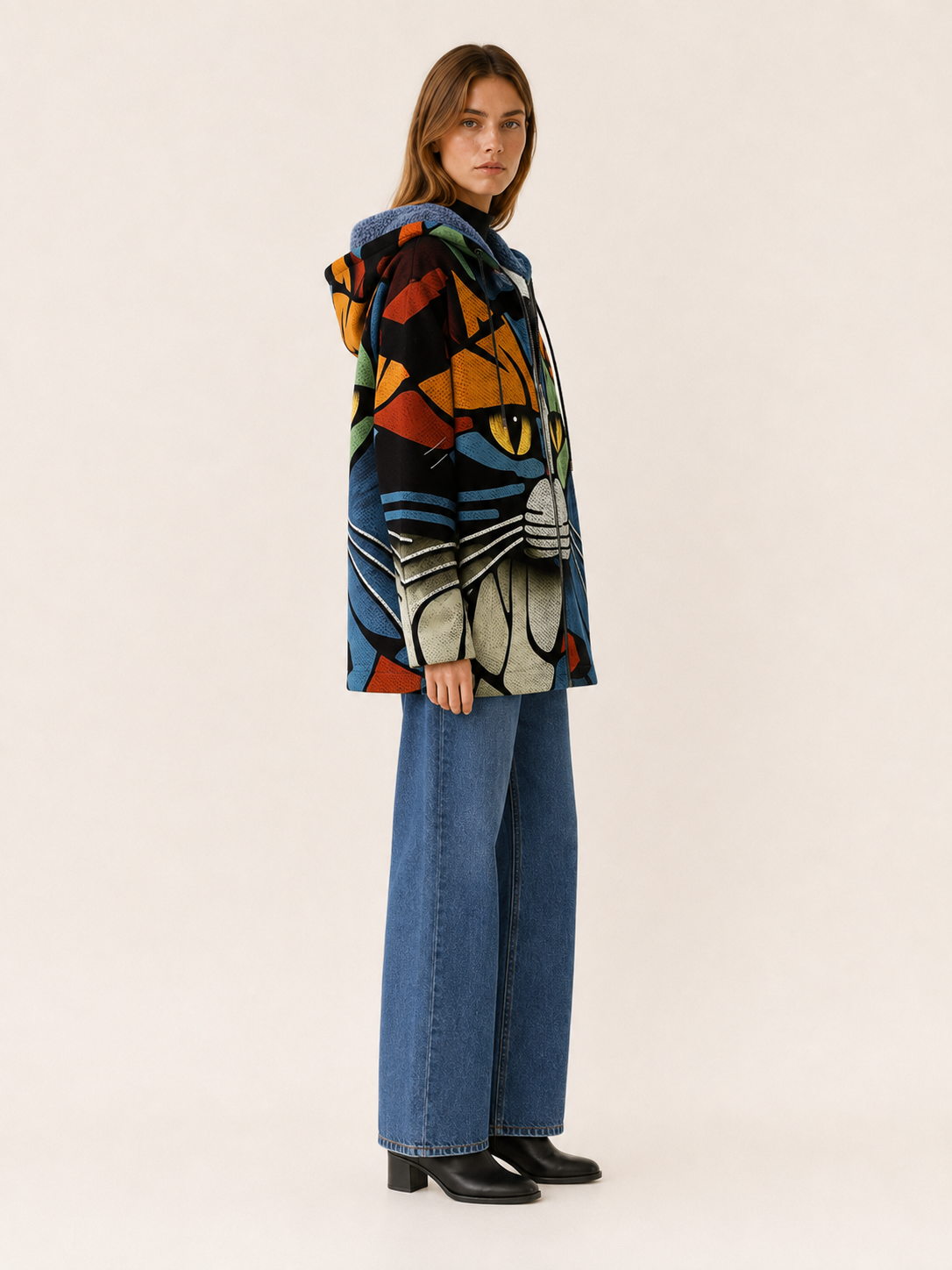 Brina | Printed Zip Hooded Longline Jacket