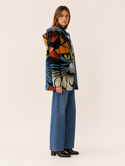 Brina | Printed Zip Hooded Longline Jacket