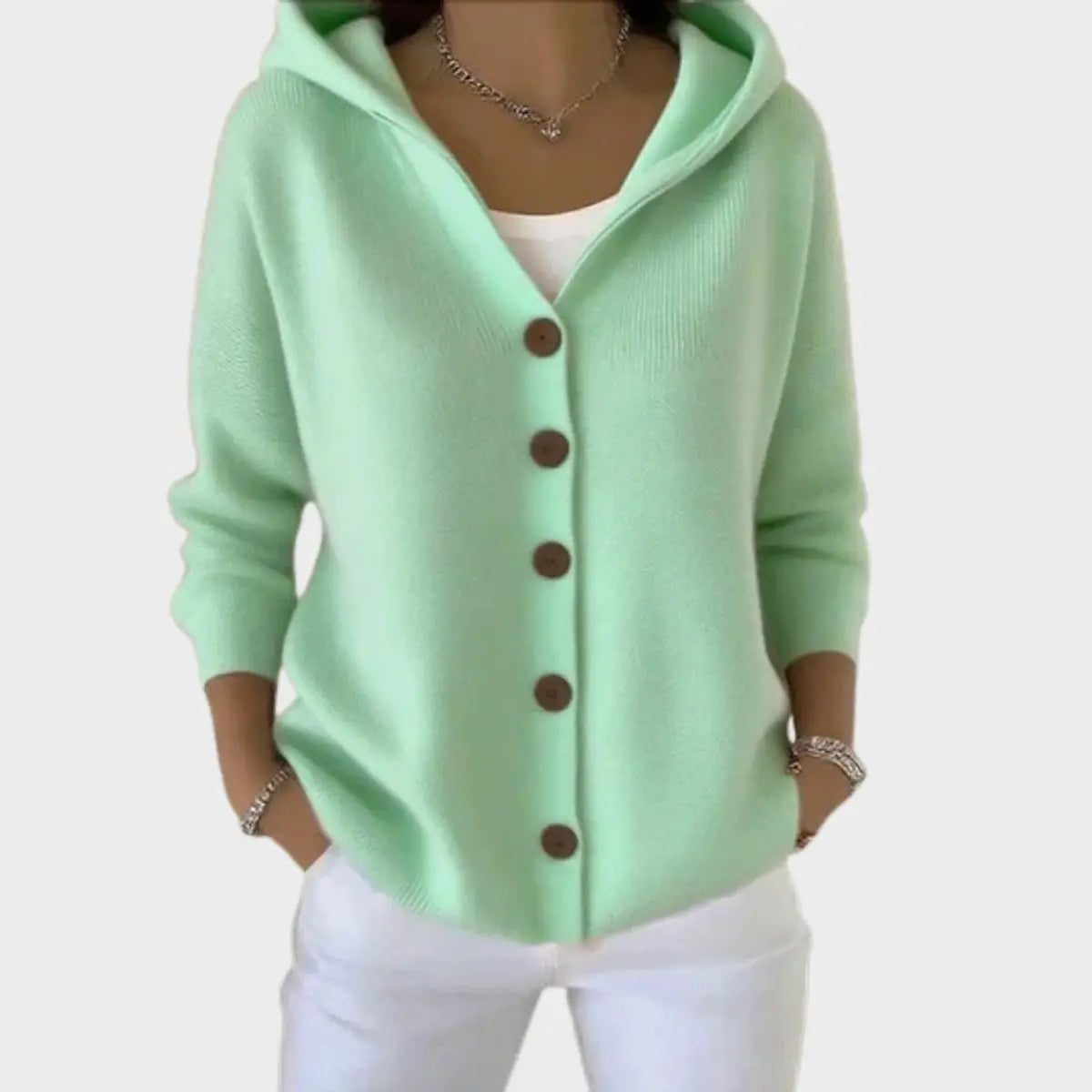Briony | Pocketed Hooded Button-Front Cardigan