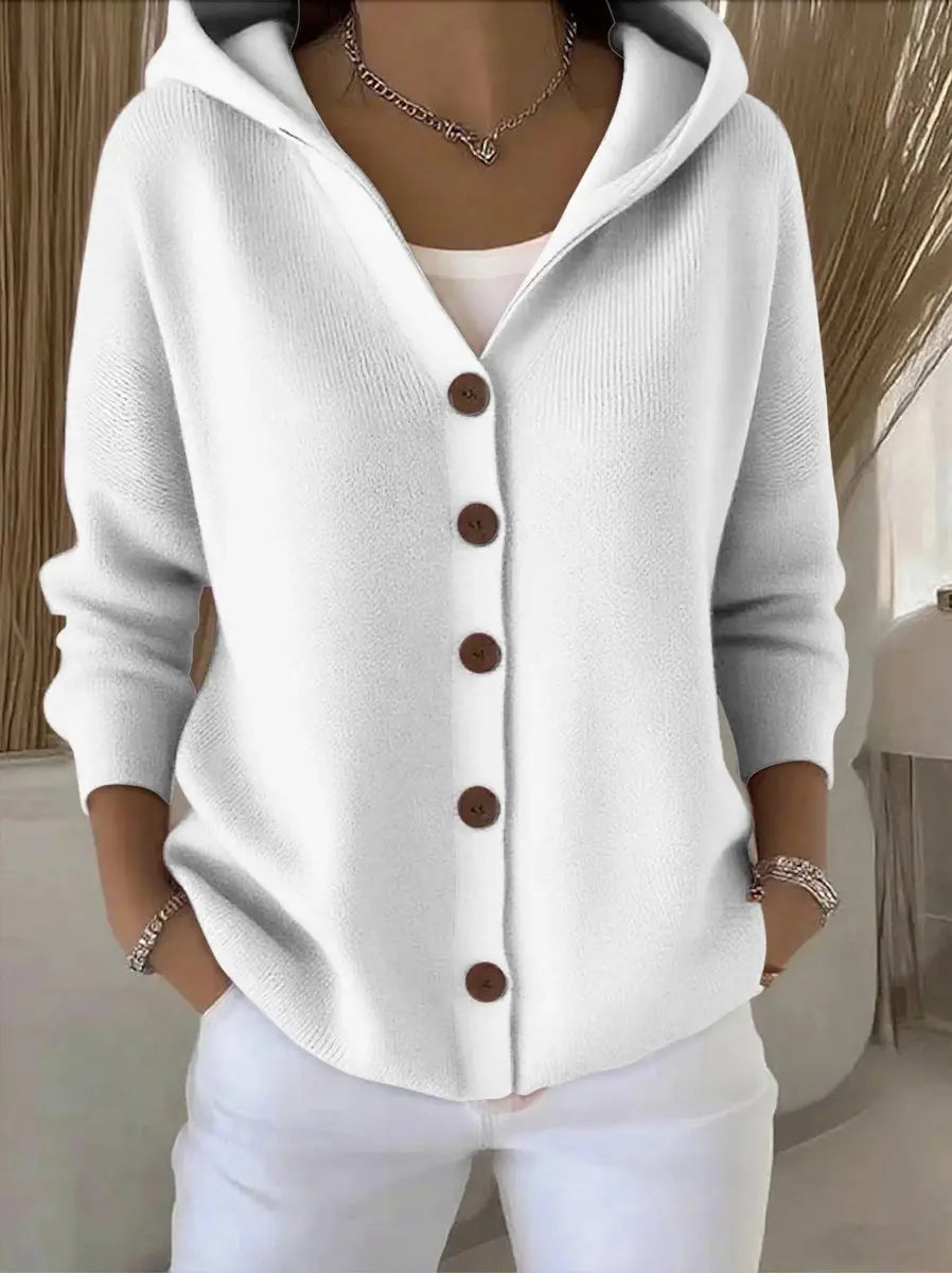 Briony | Pocketed Hooded Button-Front Cardigan