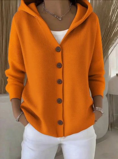 Briony | Pocketed Hooded Button-Front Cardigan