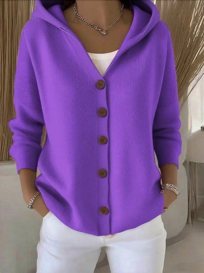 Briony | Pocketed Hooded Button-Front Cardigan