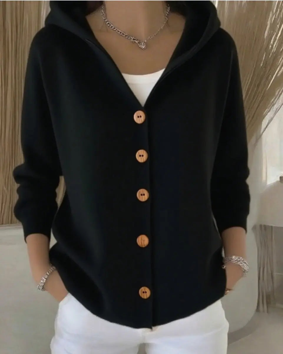 Briony | Pocketed Hooded Button-Front Cardigan