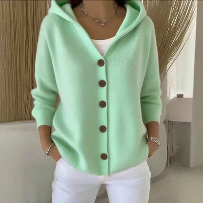 Briony | Pocketed Hooded Button-Front Cardigan