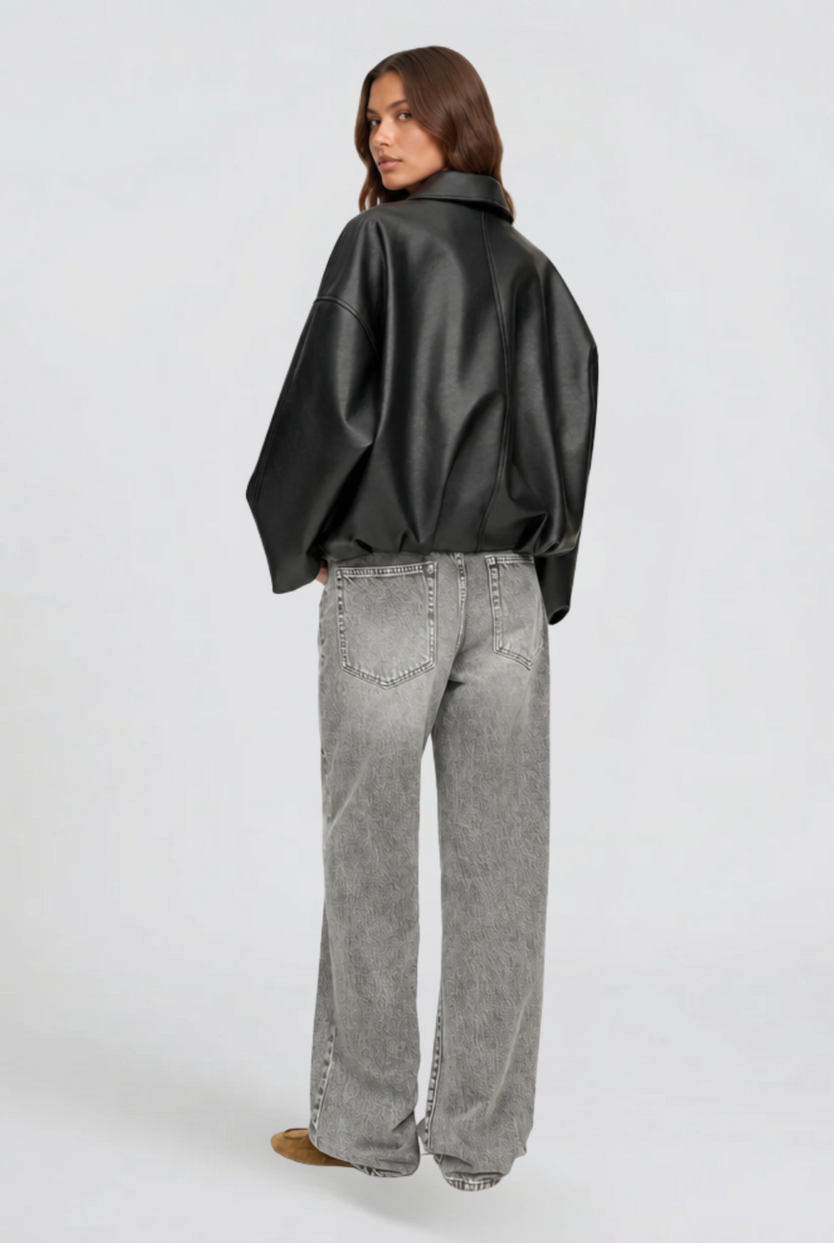 Brooke | Oversized Belt Leather Jacket