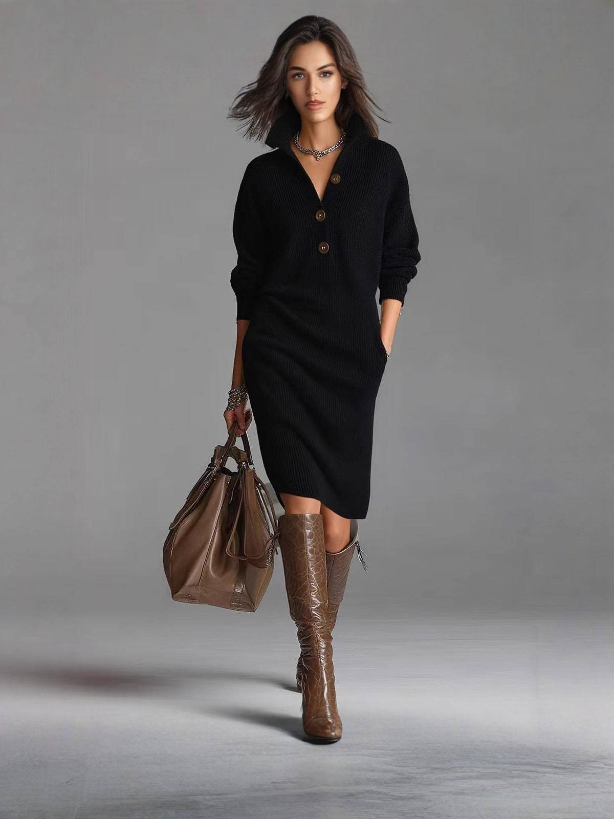 Cecile | Robe-pull décontractée boutonnée