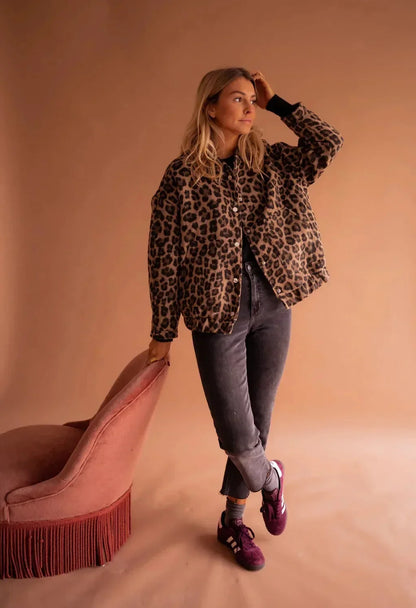 Cecilia | Leopard Print Button Up Pocket Jacket