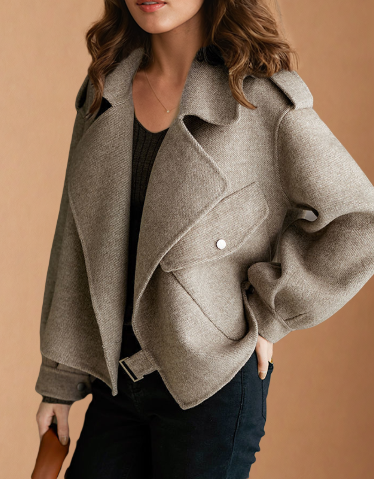 Celeste | Oversized Suede Waterfall Jacket