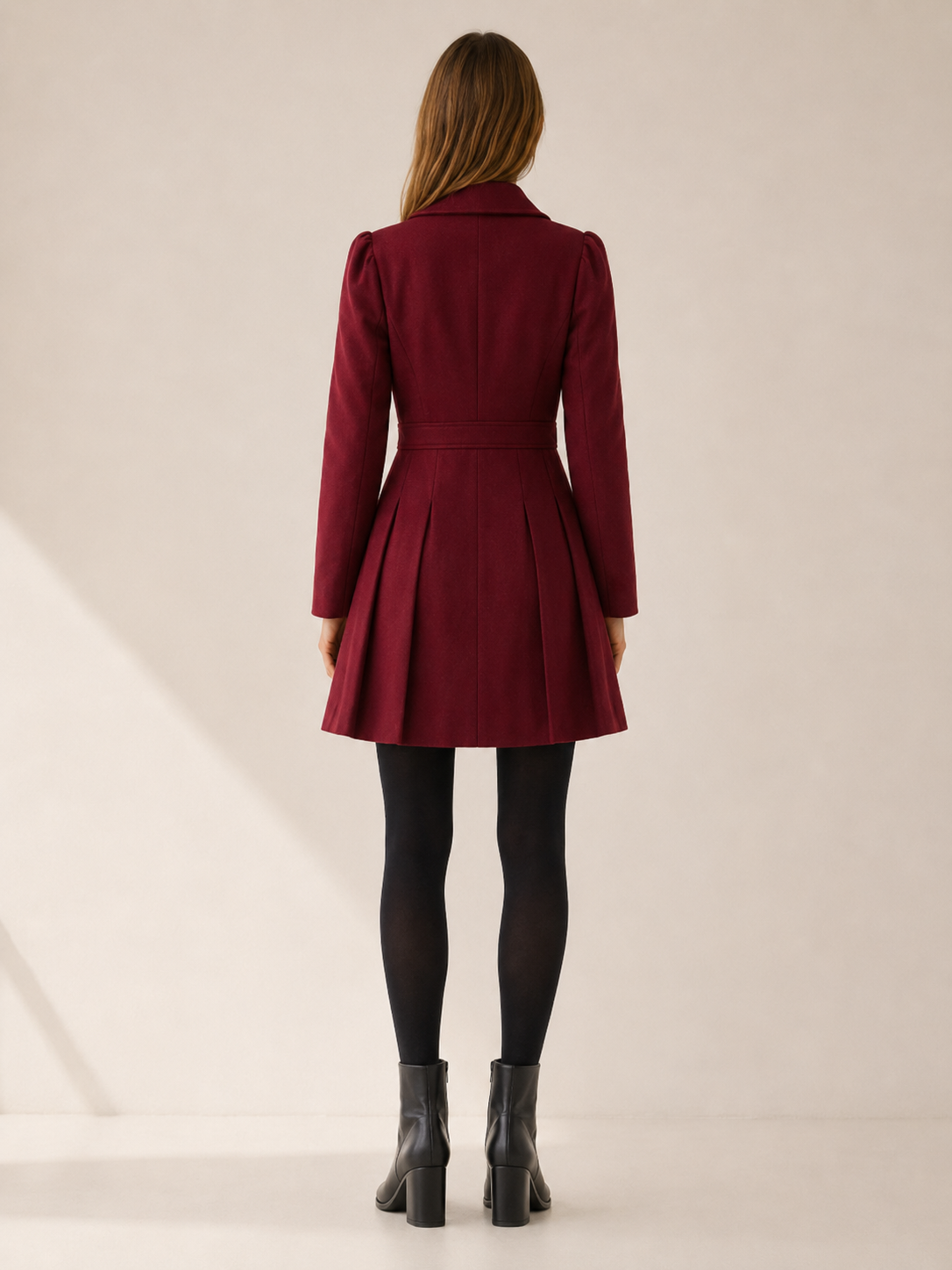 Alessia | Double Breasted Pleated Long Coat