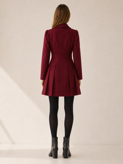 Alessia | Double Breasted Pleated Long Coat