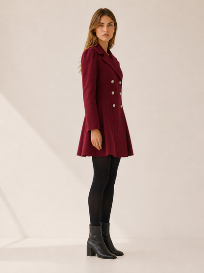 Alessia | Double Breasted Pleated Long Coat