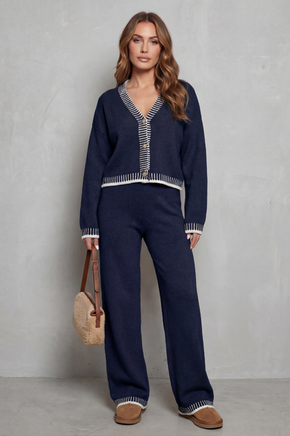 Ondine | Contrast Trim Knit Loungewear Set