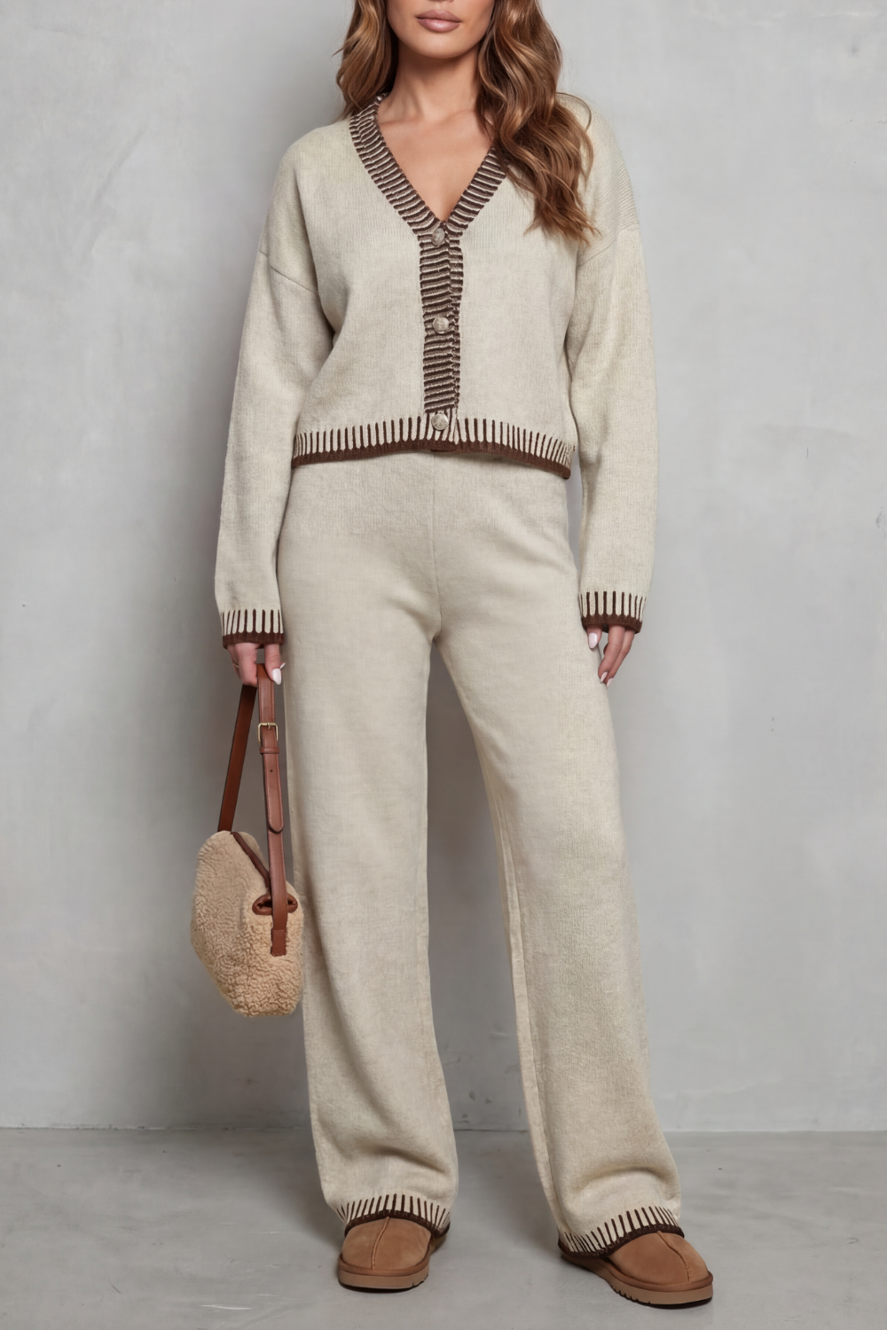 Ondine | Contrast Trim Knit Loungewear Set